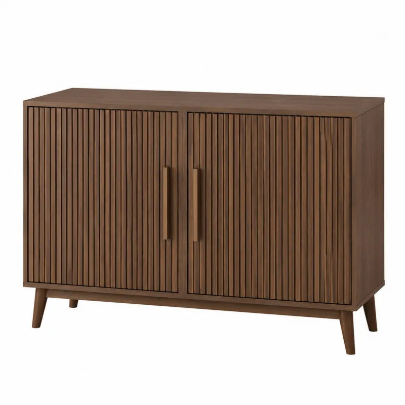 Kredens drewniany z drzwiami zaluzjowymi z d?bu 120cm br?zowy