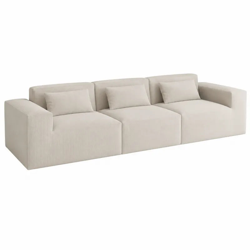 Trzyosobowa sofa modu?owa sztruksowa bezowa