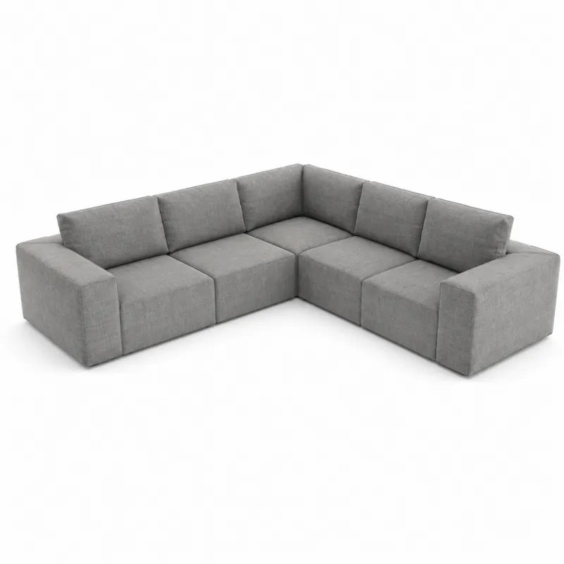 Narozna sofa modu?owa L kszta?t poliester szary 300x200x85cm