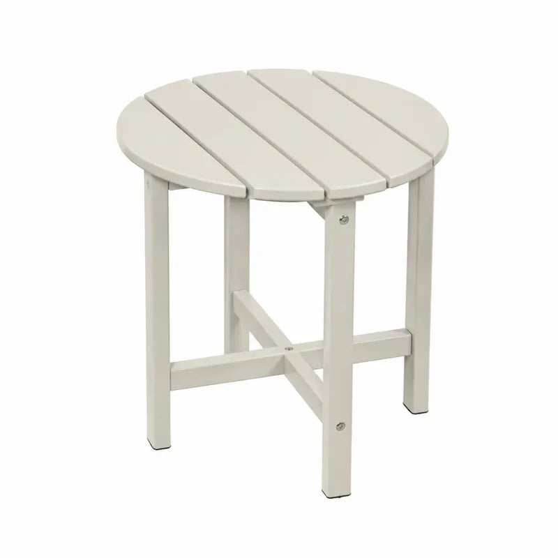 Okr?g?y sto? z drewna kompozytowego i aluminium, bezowy ?50cm