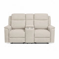 Sofa dwuosobowa z poliestrow? tapicerk? i uchwytami bezowa