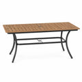 Sto? ogrodowy drewniany z metalow? ram? 150 cm br?zowy