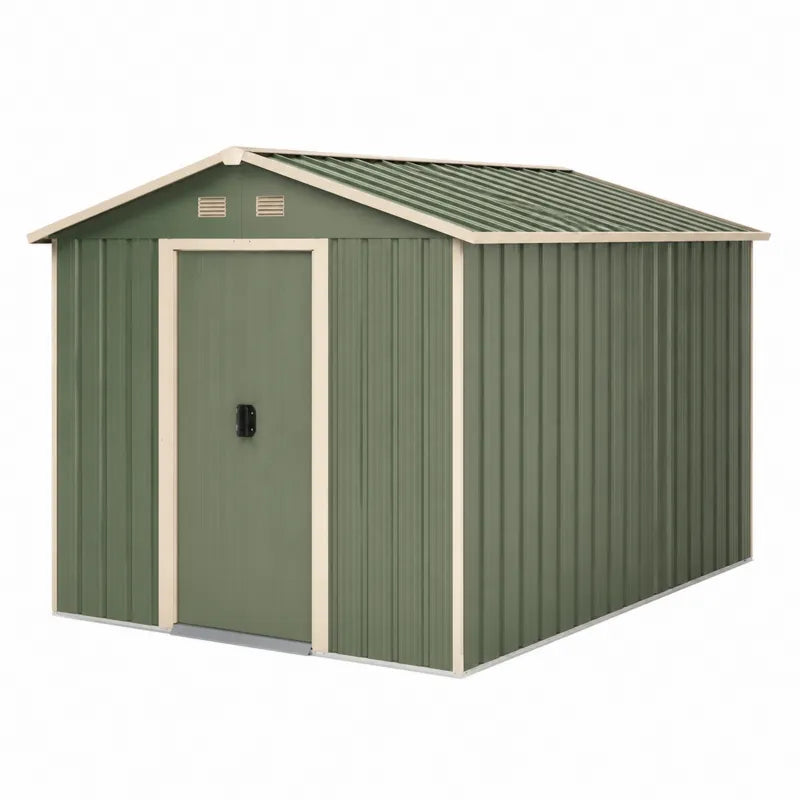 Metalowy domek ogrodowy z blachy stalowej, zielony 213x130x173 cm