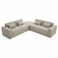 Bezowa modu?owa sofa narozna z tkaniny poliestrowej 300x200x75 cm