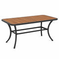 Sto? ogrodowy stalowy z drewnianym blatem 150x90x75 cm br?zowy/czarny