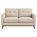 Sofa dwuosobowa len bezowy 150x80x85 cm