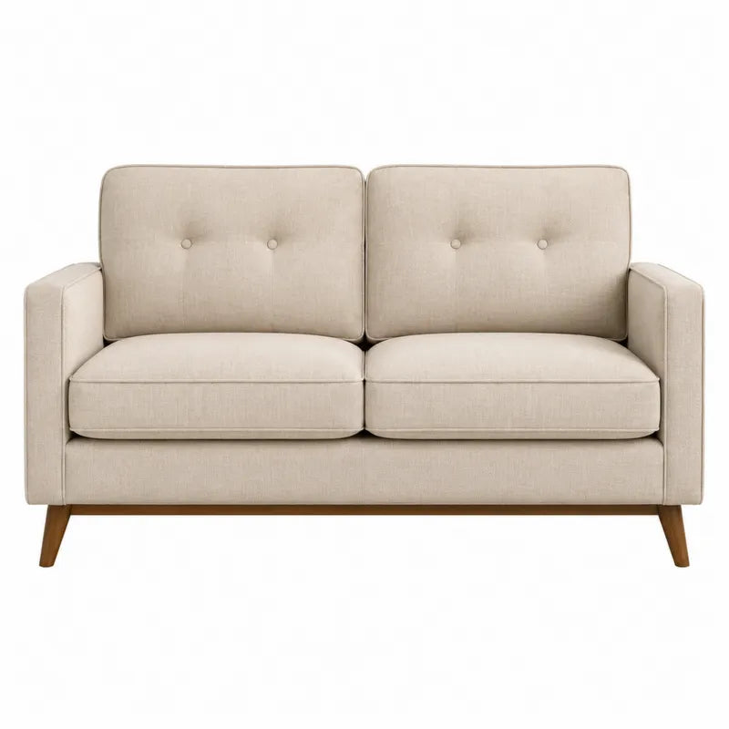 Sofa dwuosobowa len bezowy 150x80x85 cm