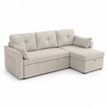 Sofa modu?owa z funkcj? spania i schowkiem, bezowa tkanina polyester 200x140x90 cm