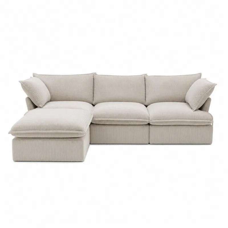 Narozna sofa modu?owa sztruksowa, jasnoszara, 240 cm