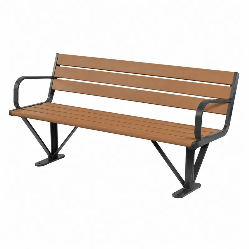?awka ogrodowa stalowa z siedziskiem z kompozytu drewnianego 150 cm br?zowa