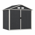 Domek ogrodowy z blachy stalowej czarny/bia?y 213x127x185 cm