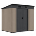 Metalowa Szopa Ogrodowa z Dachem P?askim 257x205x178 cm Szaro-Bezowa