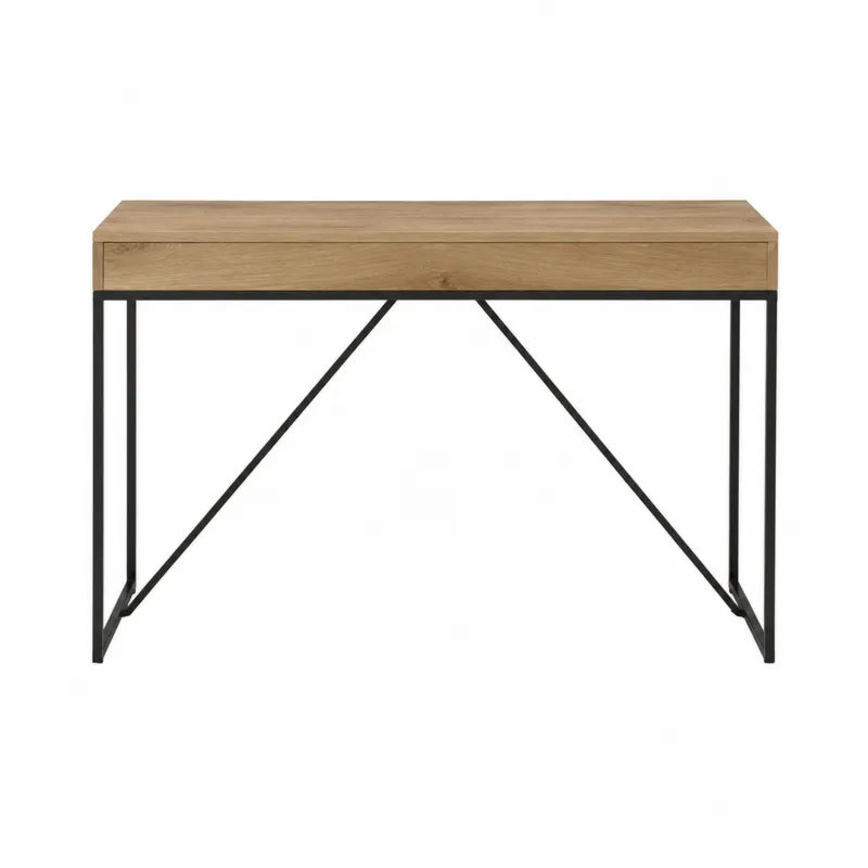 Konsola z drewnianym blatem i metalow? ram?, 120x40x75 cm